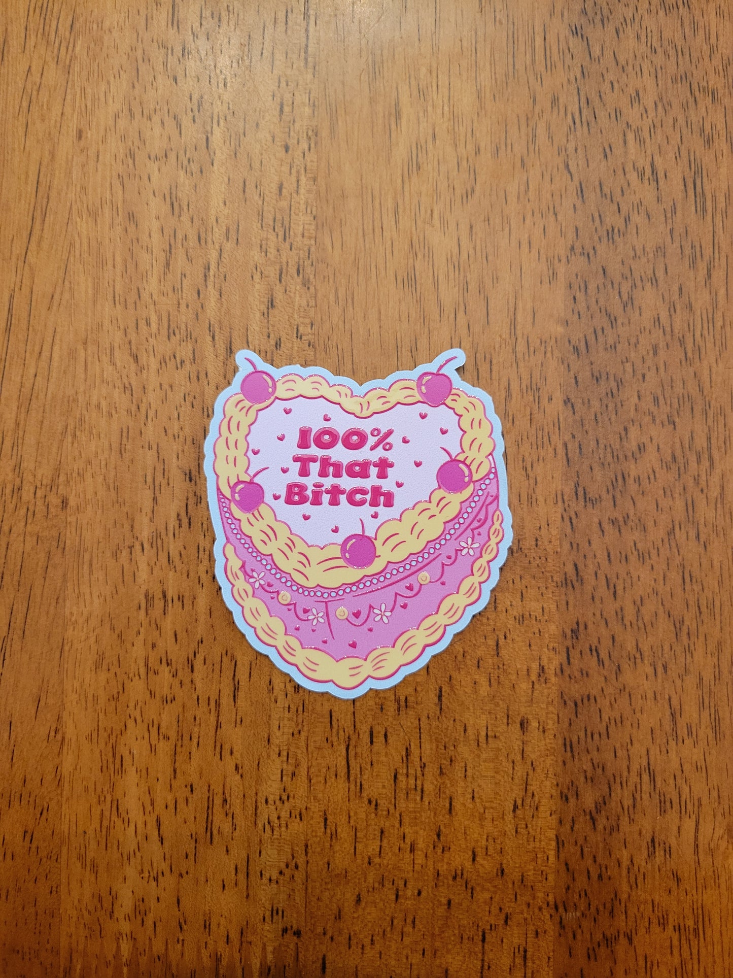 100% Cake Textured White Vinyl Sticker