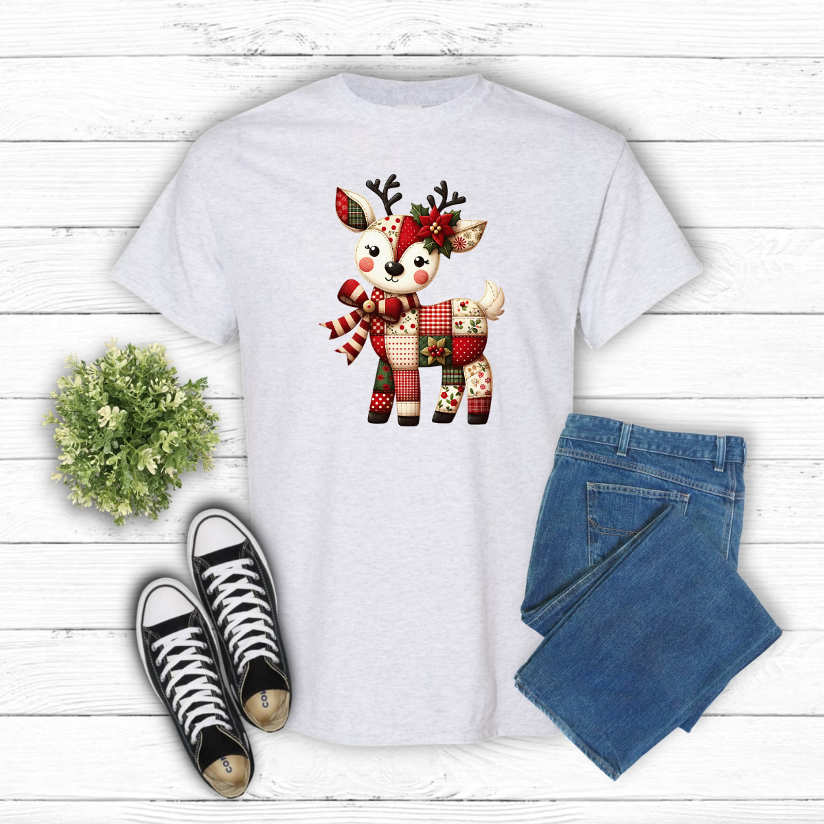 Jolly Deer Patch Tee/Sweatshirt