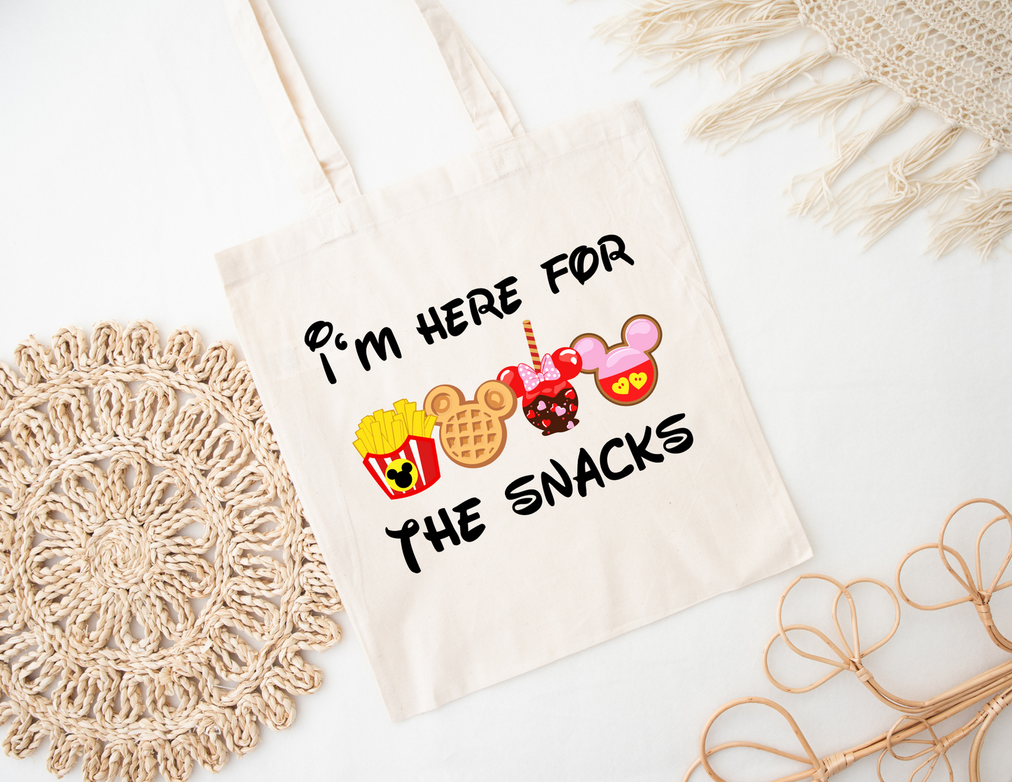Here for the Snacks Waffle Tote Bag