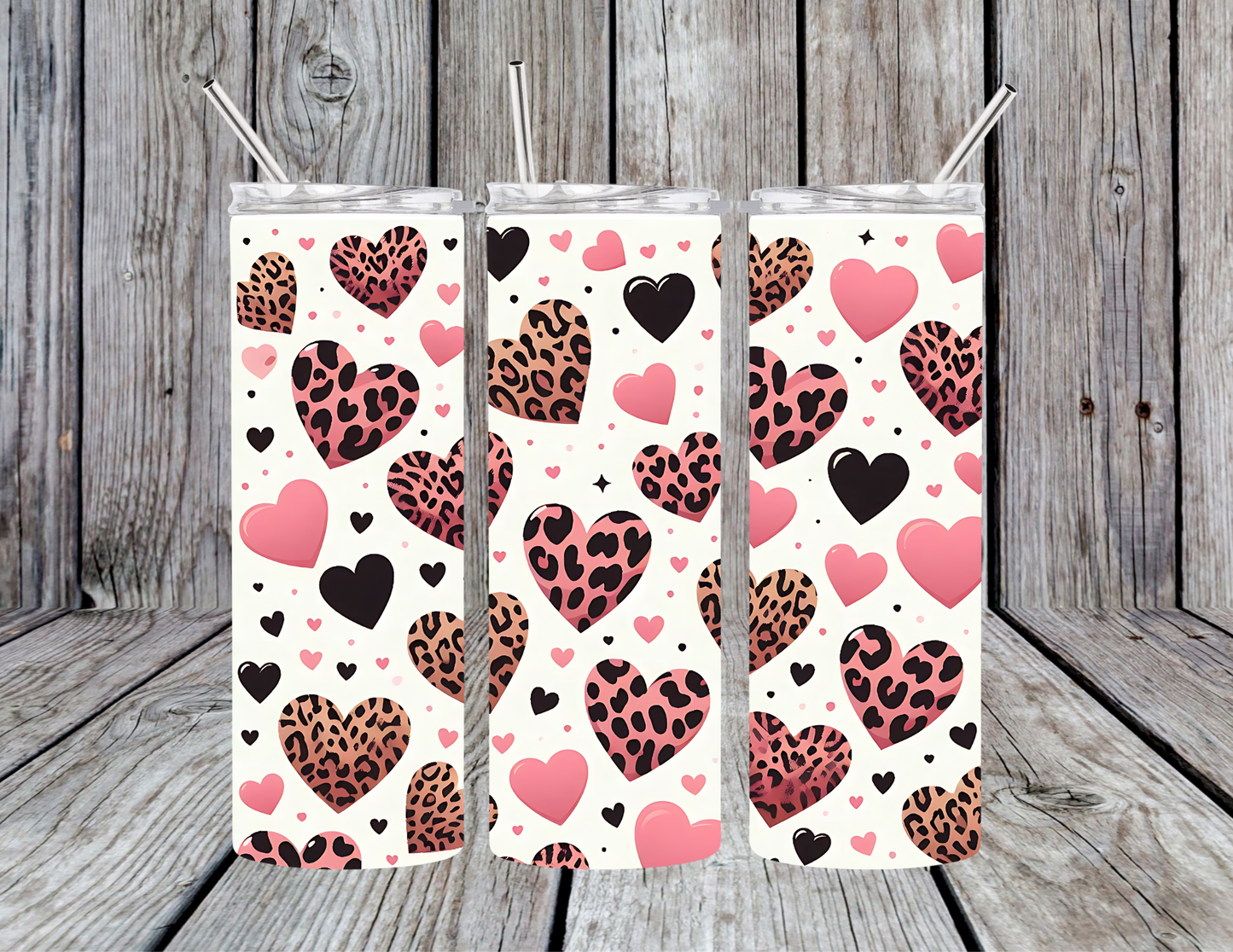 Leopard Hearts tumbler
