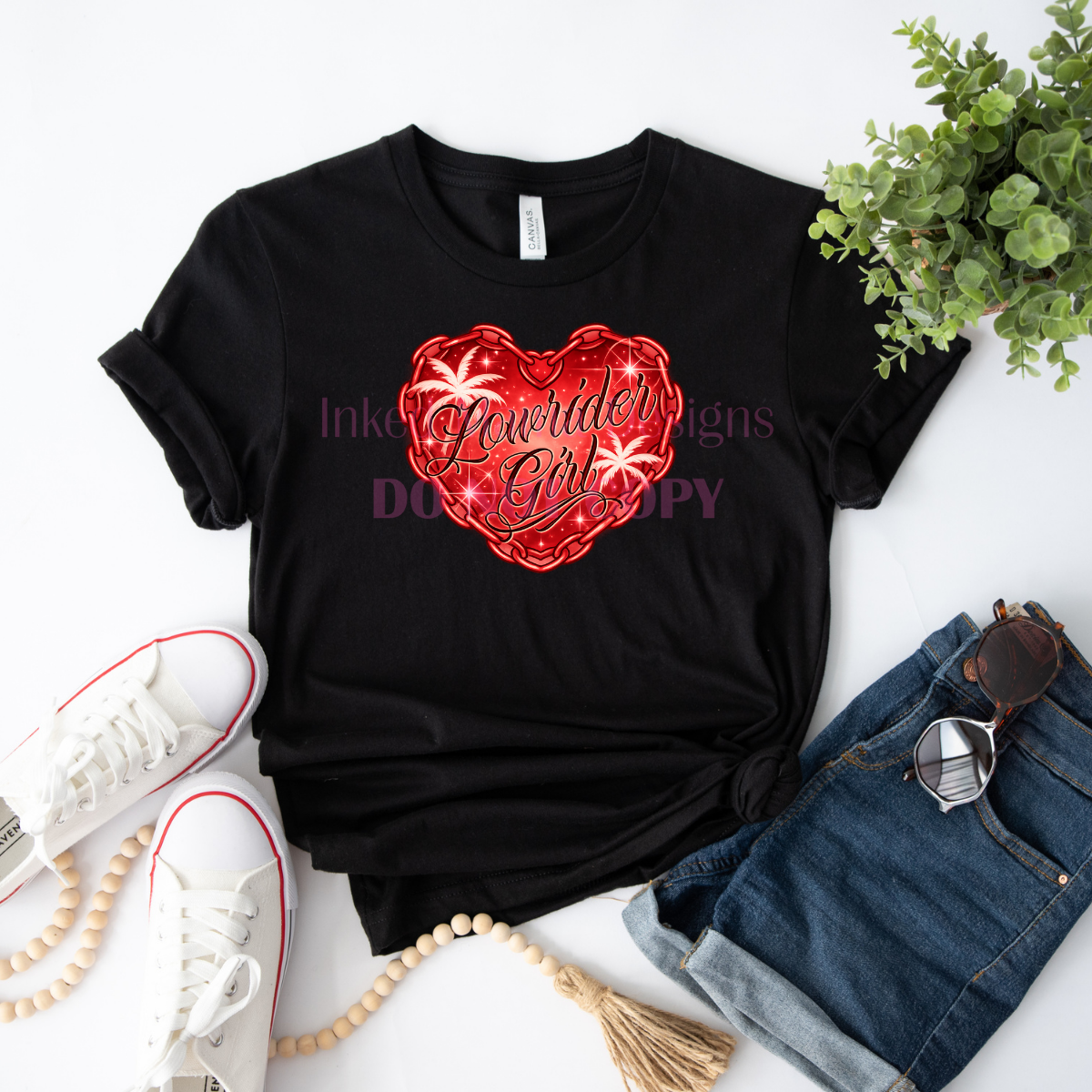 Lowrider Girl Heart Chain Tee