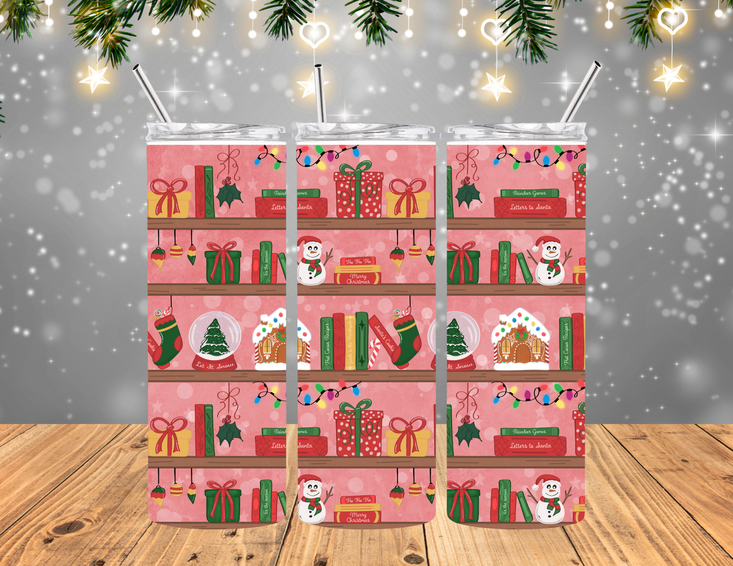 Merry Pink Bookcase tumbler