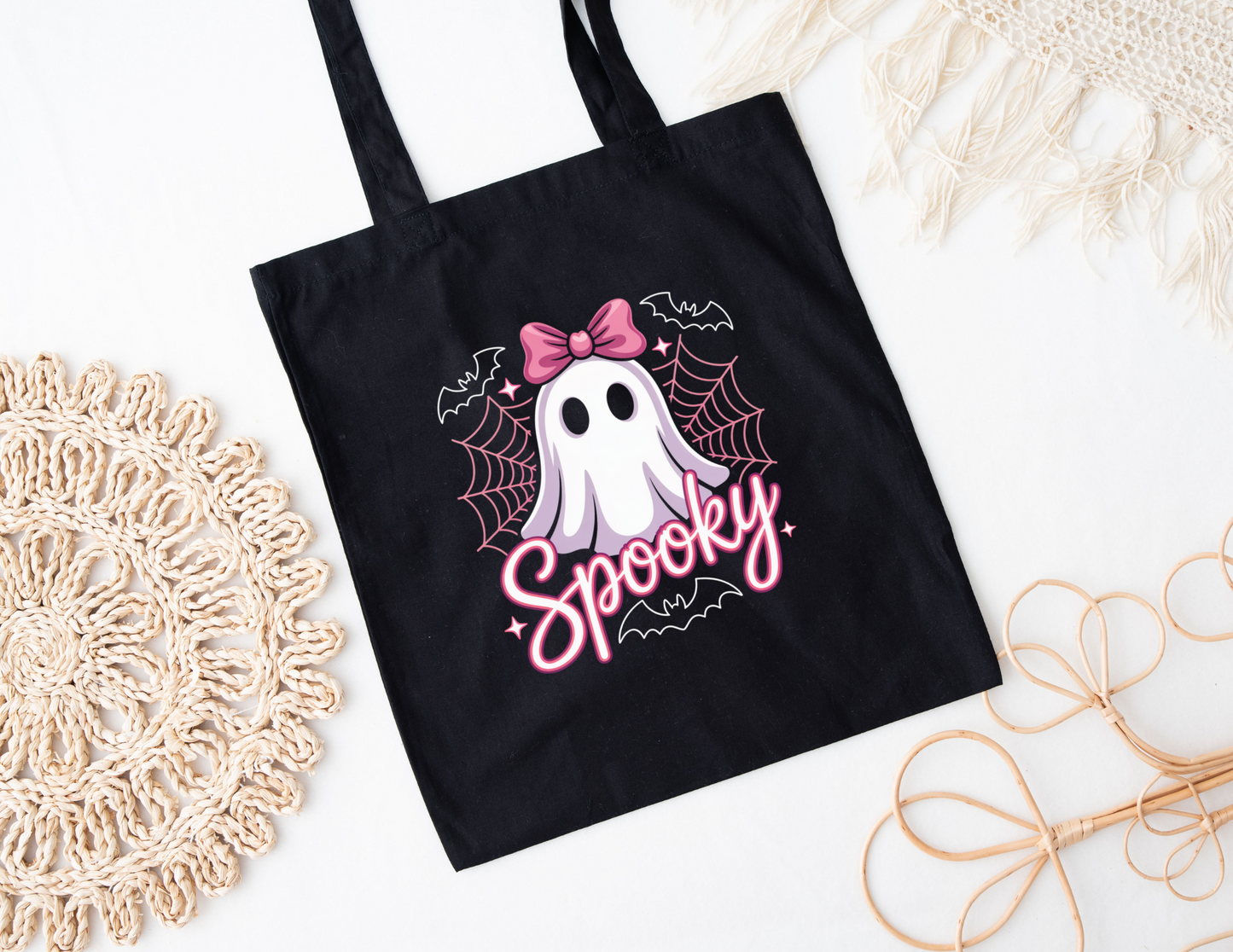 Pink Spooky Ghost Tote Bag