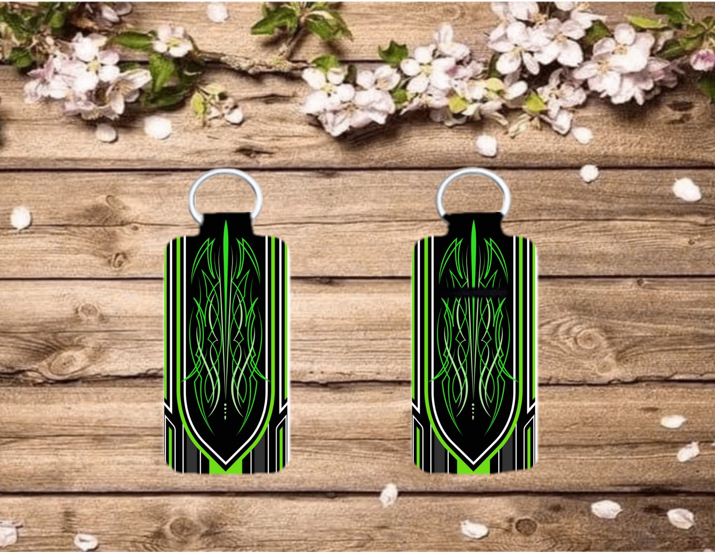 Chap/Lip Stick Keychain-Green Pinstripe
