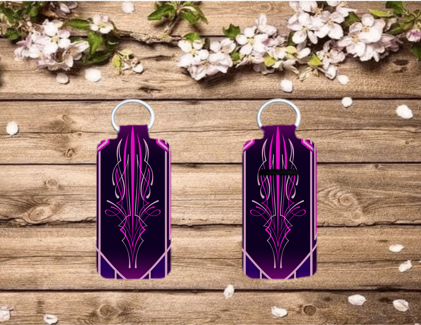 Chap/Lip Stick Keychain-Purple Pinstripe