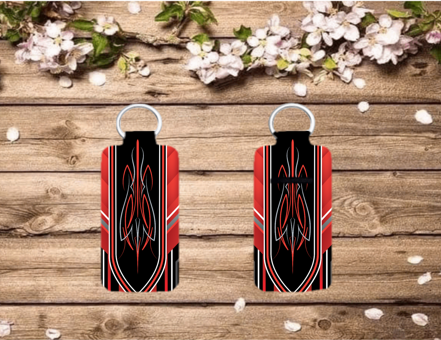Chap/Lip Stick Keychain-Red Pinstripe