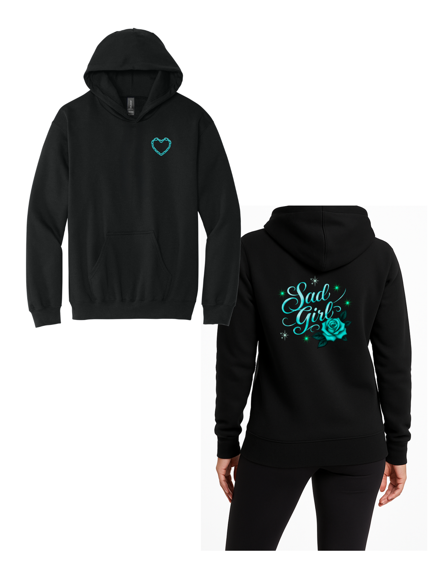 Sad Girl Teal Sweatshirt/Hoodie