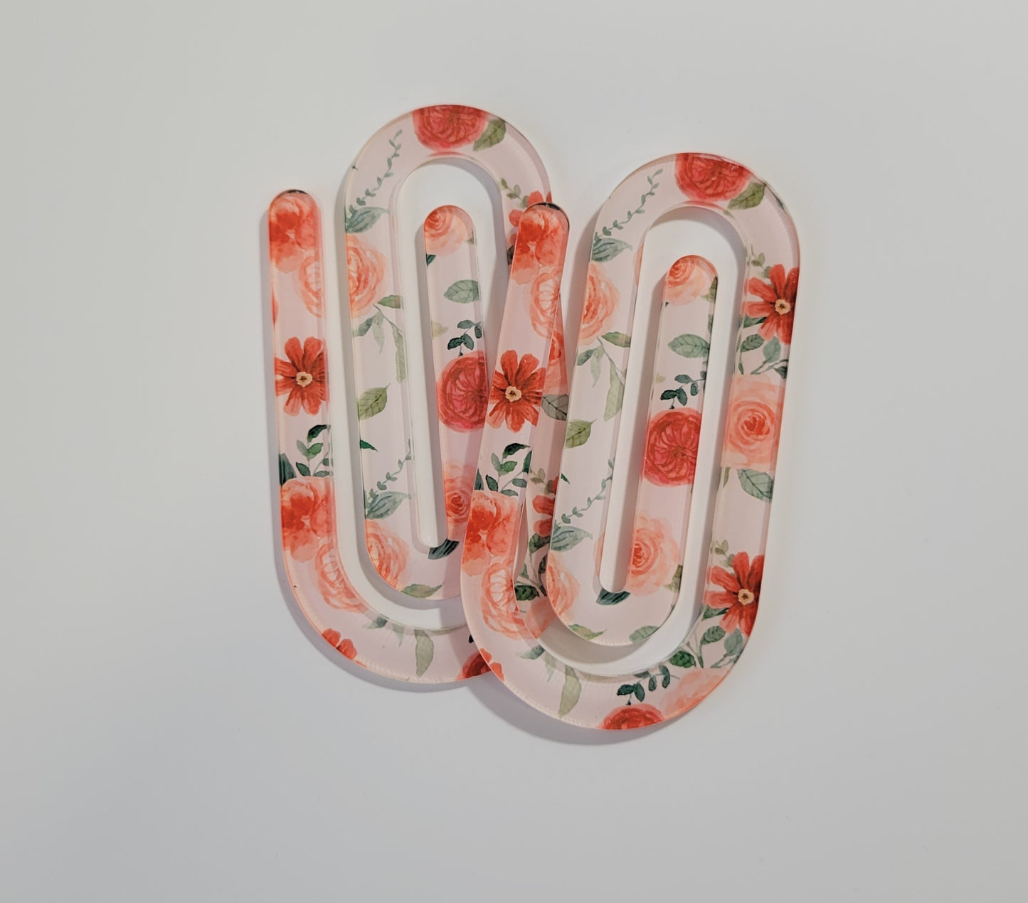 Acrylic Jumbo Paper Clip - Roses