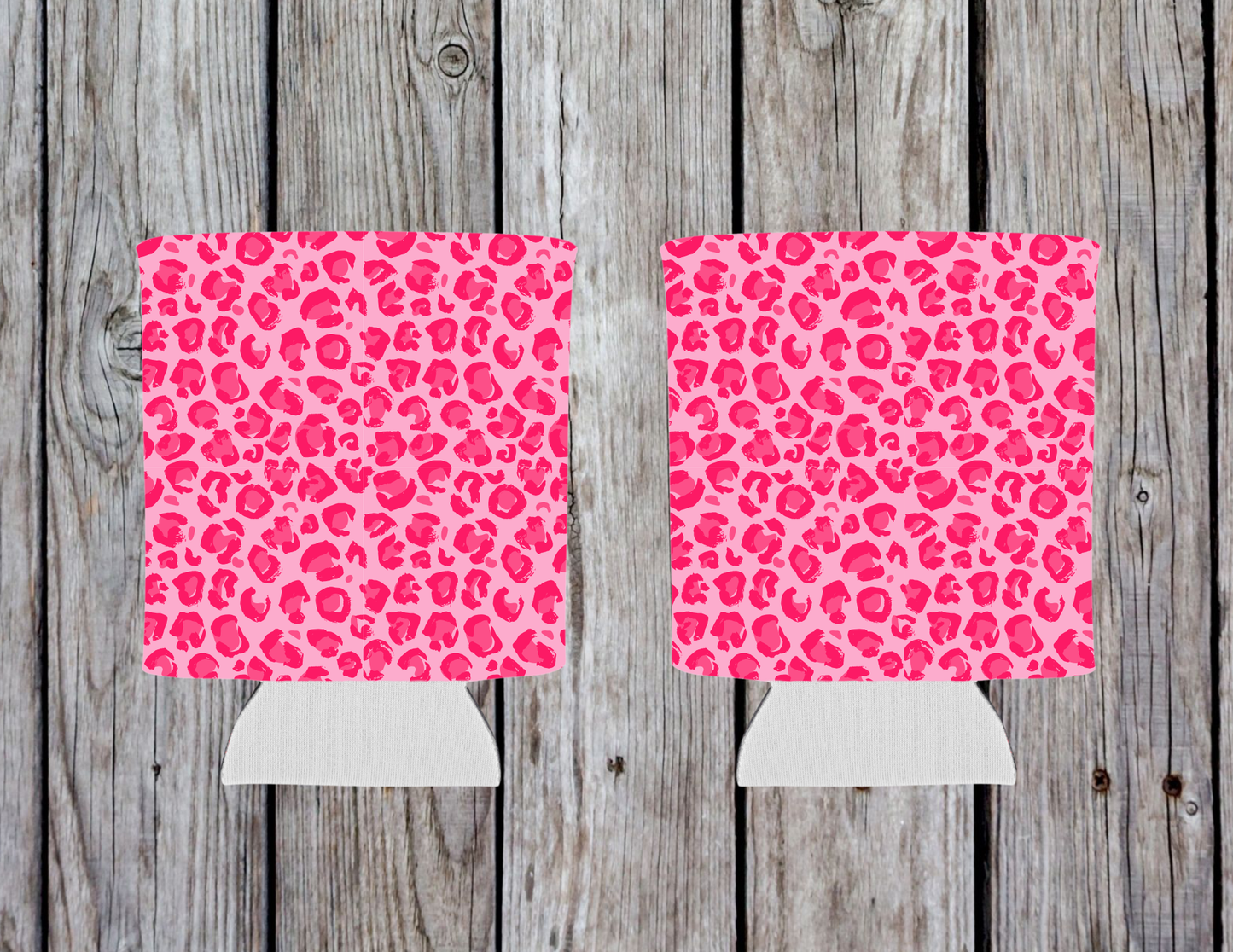 Can Cooler - Pink Cheetah set of 2