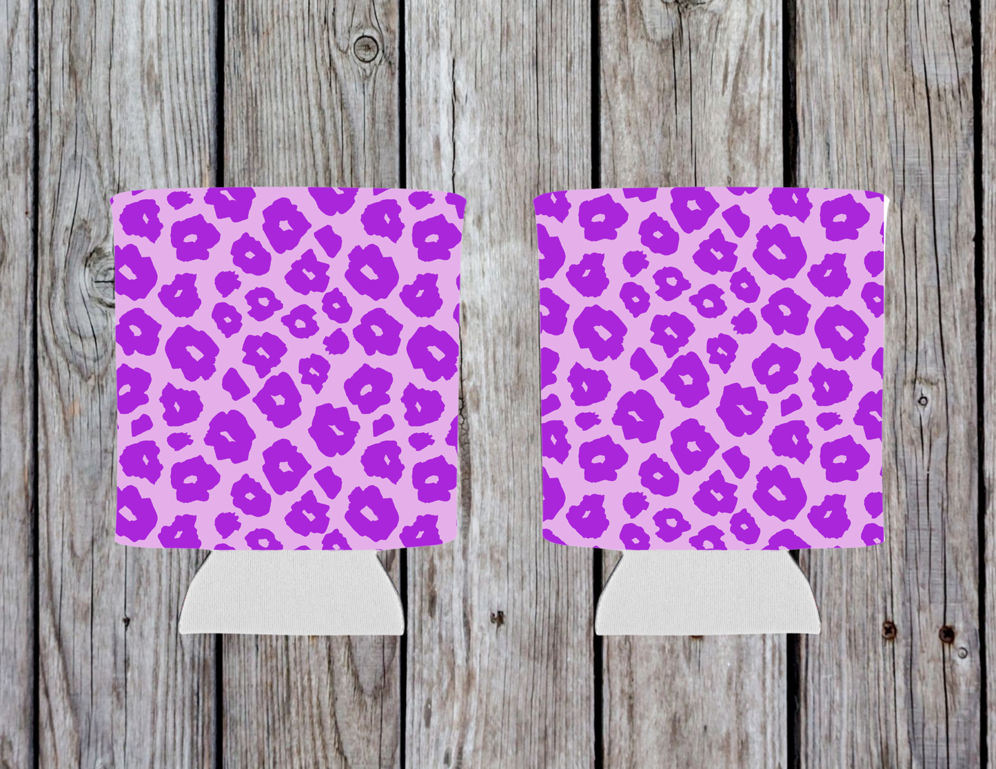 Can Cooler - Purple Cheetah set of 2
