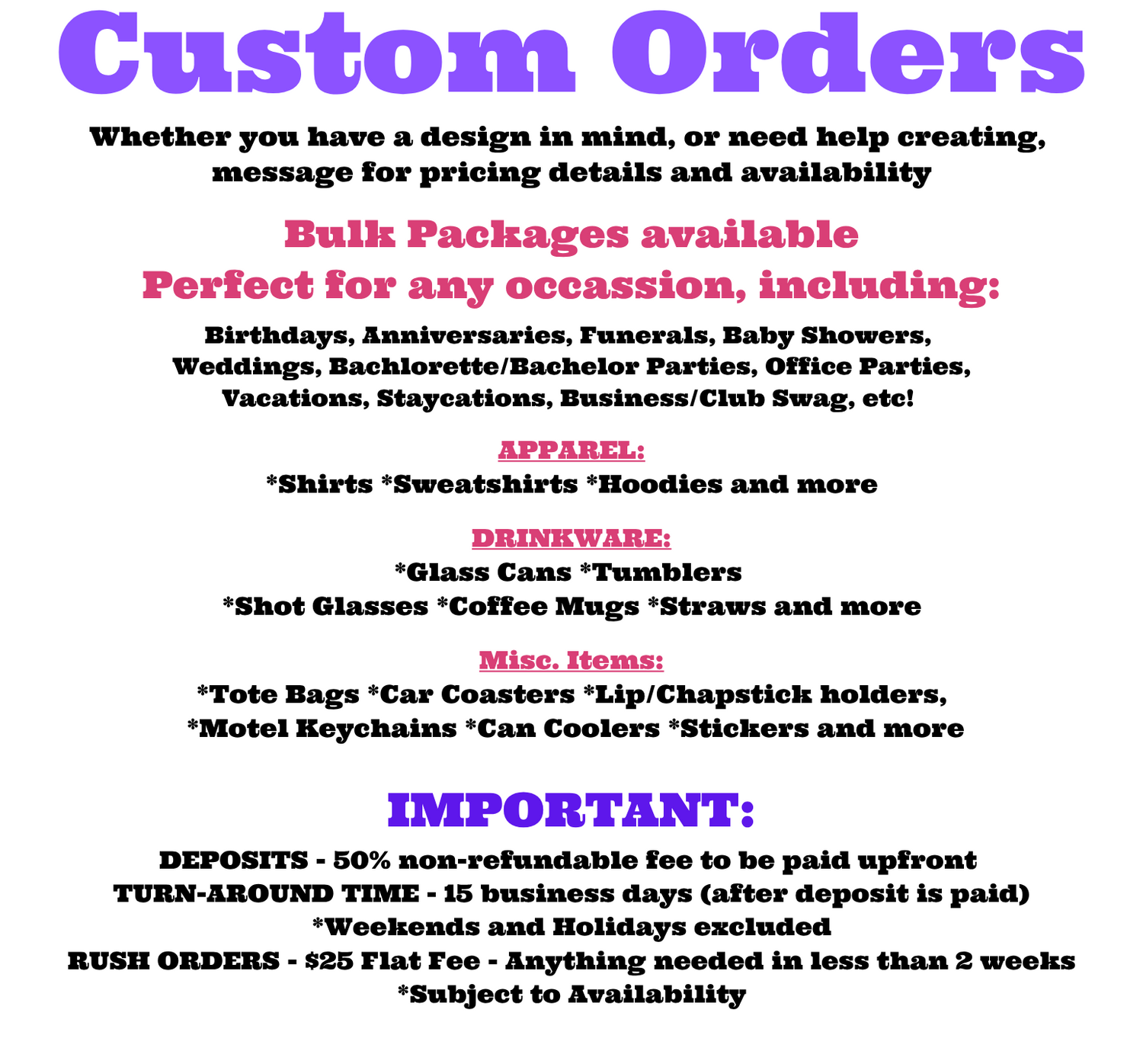 Custom Orders