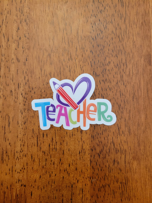Teacher Heart Clear Vinyl Sticker