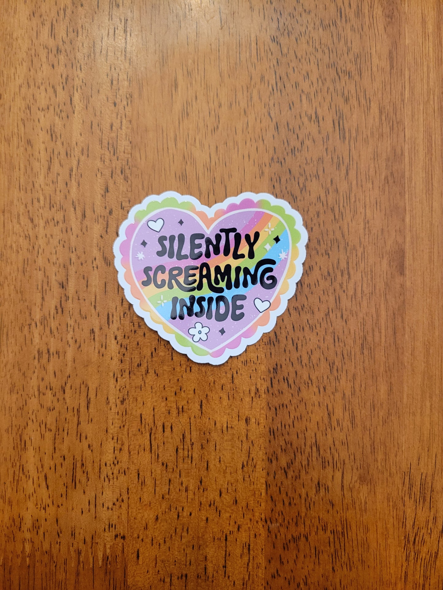 Silently Screaming Inside White Vinyl Sticker