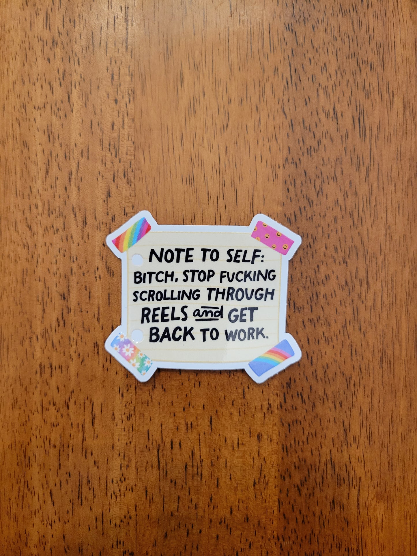 Note to Self Stop Scrolling White Vinyl Sticker