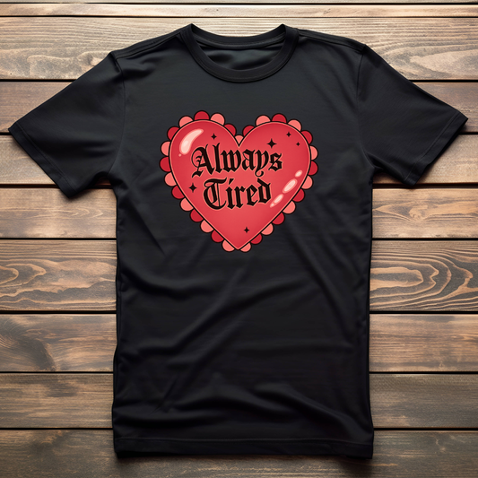 Always Tired (red) apparel