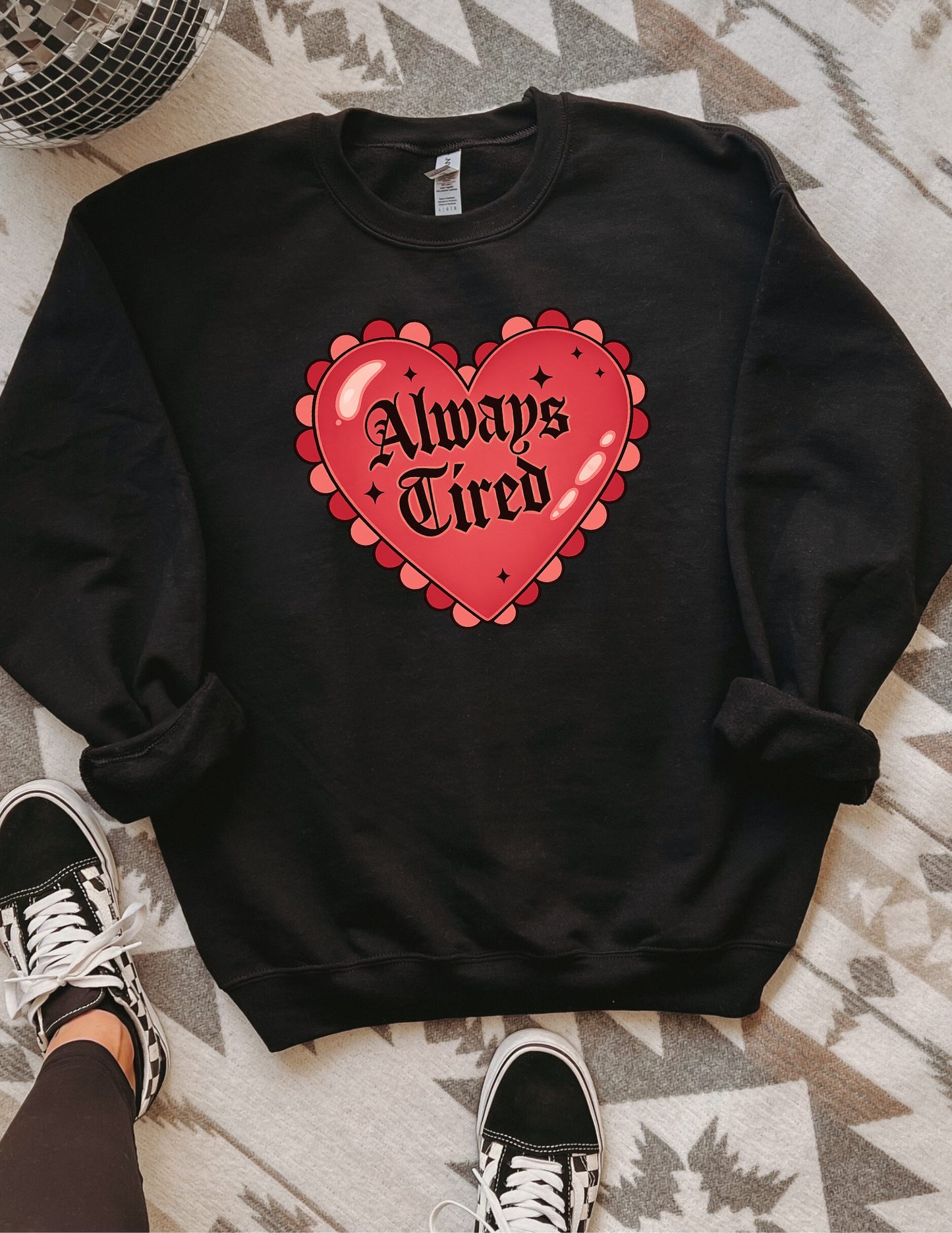 Always Tired (red) apparel