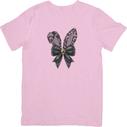 Lace Bunny Ears-black (Adult/Kids) Tee