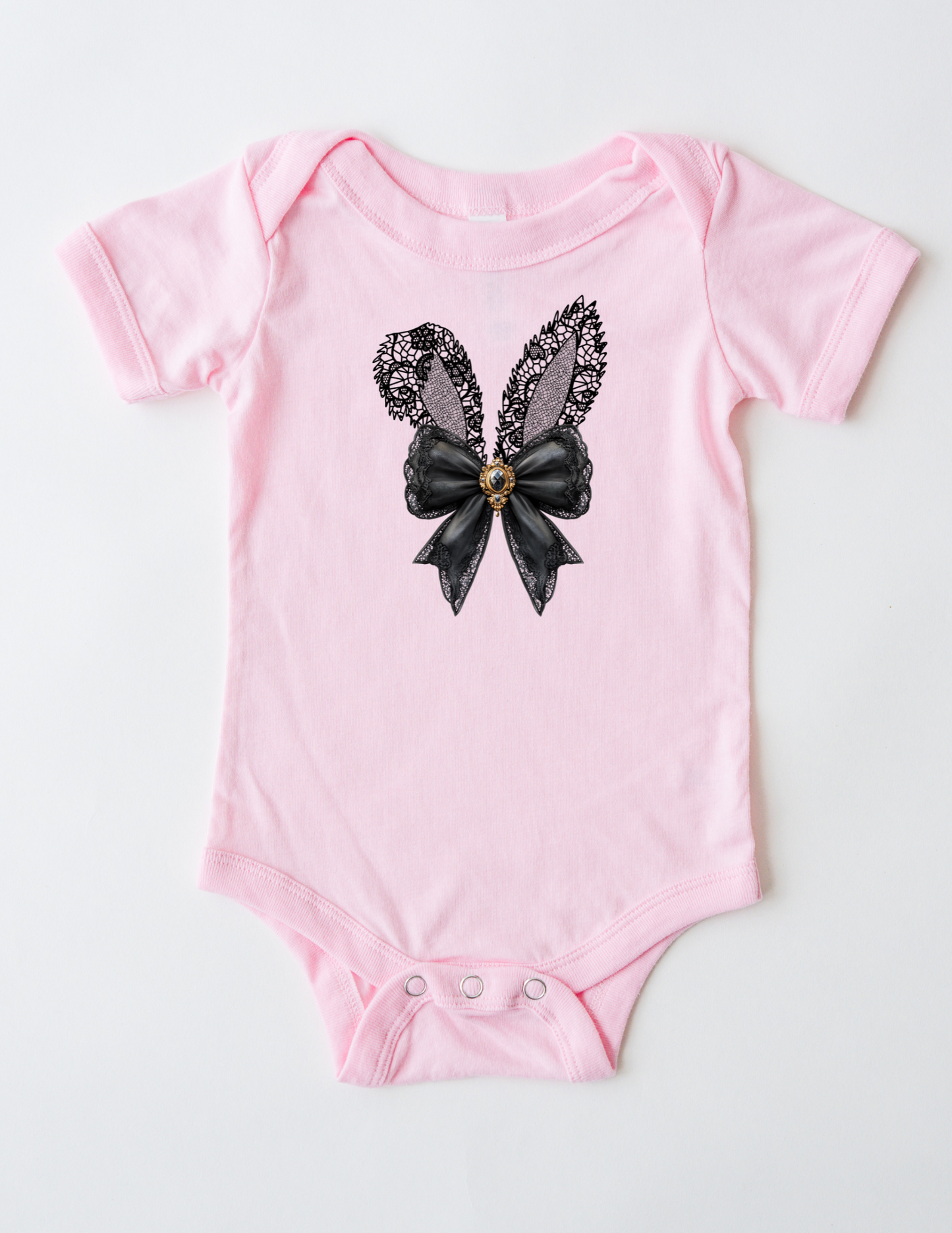 Lace Bunny Ears-Black Onesie
