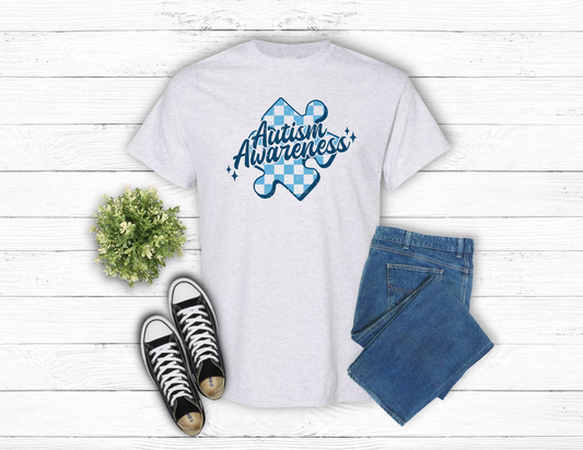 Autism - Blue Checkered (adult/kid) Tees