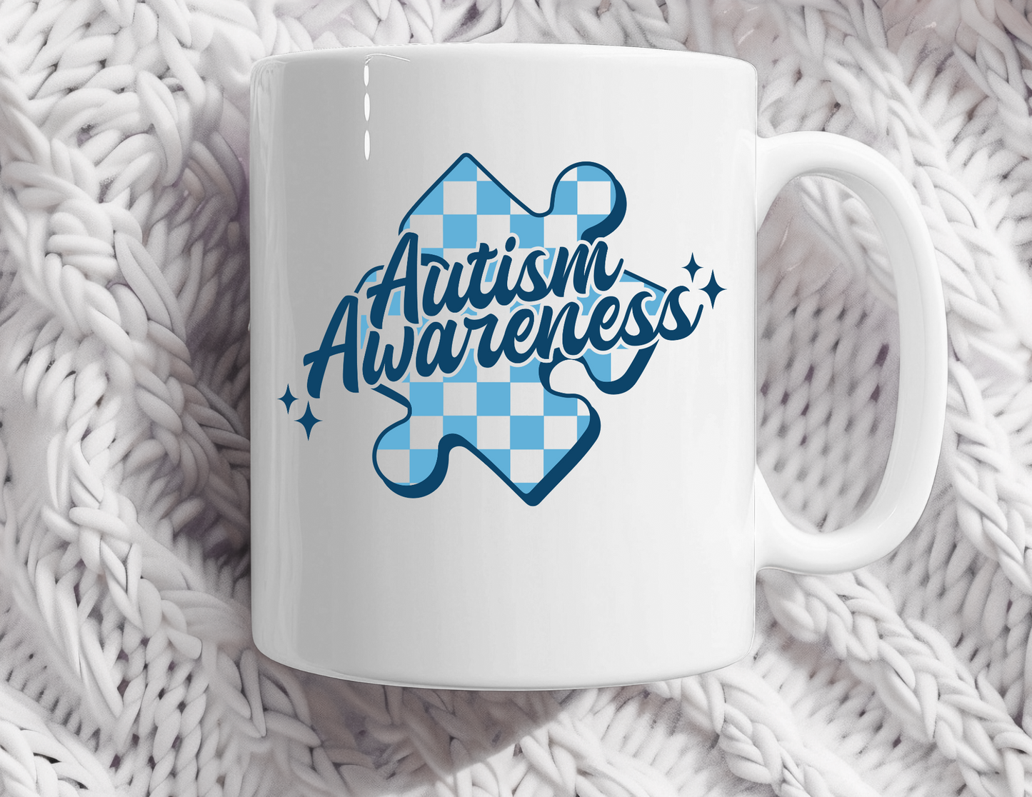 Autism - Blue Checkered coffee mug
