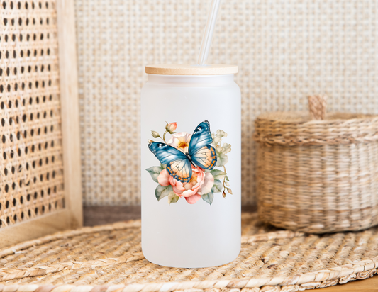 Blush Floral Glass Cup