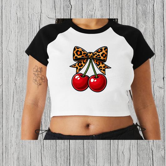 Cheetah Cherries crop top apparel