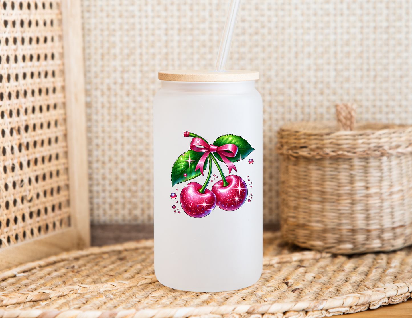 Cherry Sparkle Glass Cup