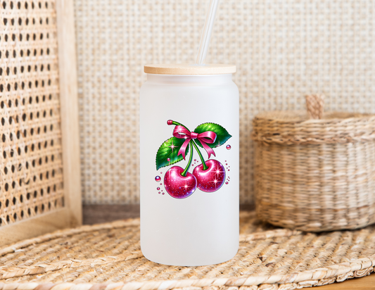 Cherry Sparkle Glass Cup