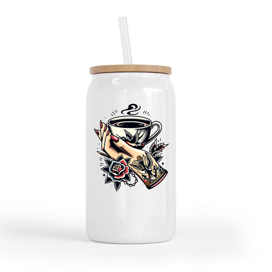 Coffee Tattoo Glass Can Cup