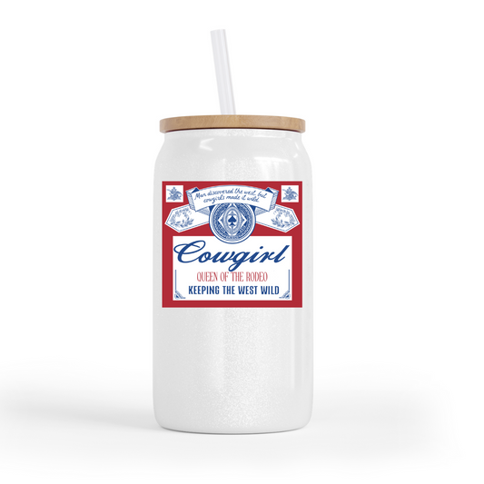 Cowgirl Bud Glass Can Cup