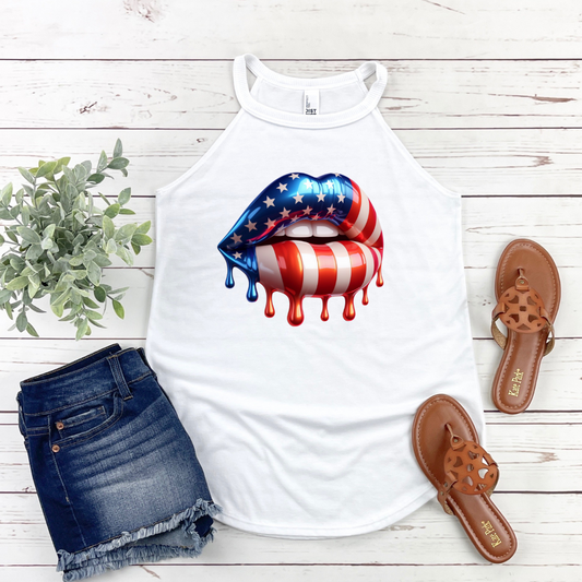 Womens - Flag Lips Tee