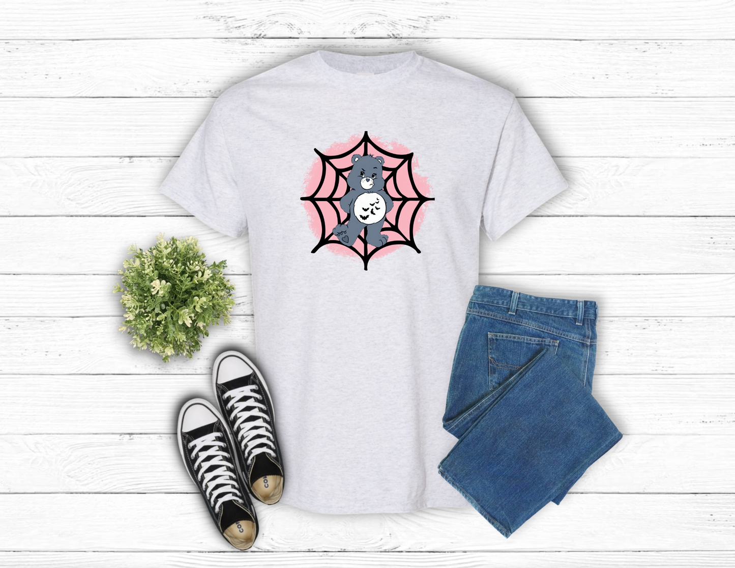 Grey Bear with web (pink) apparel