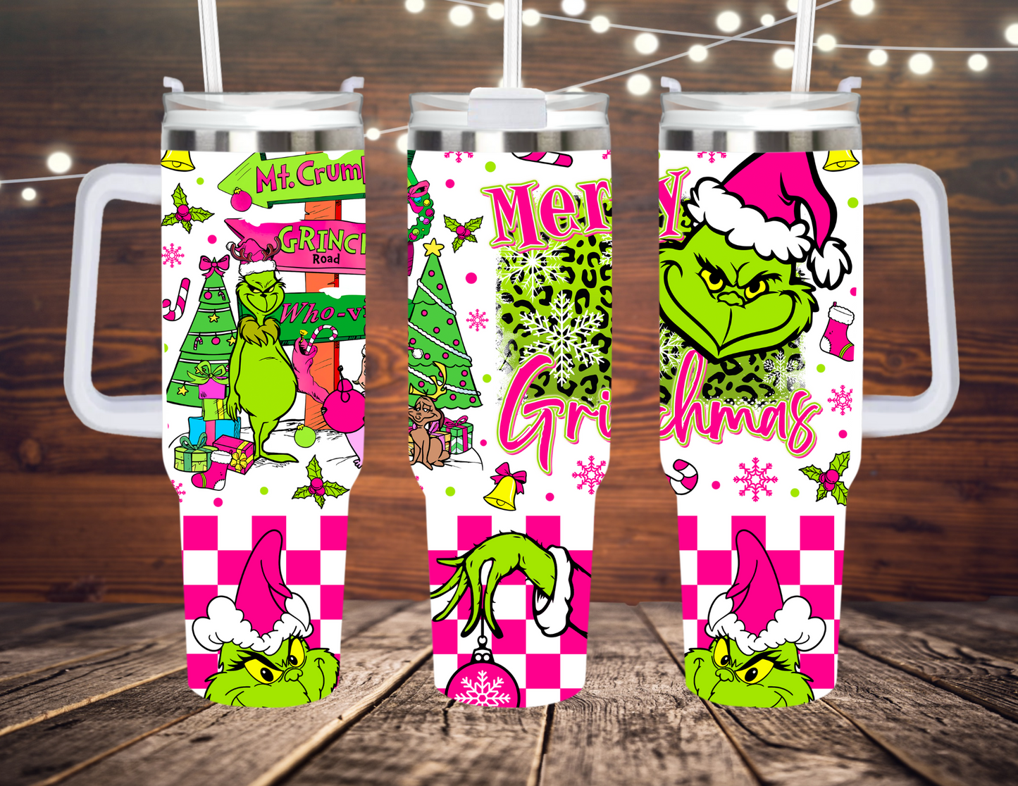 Pink Grinchy 40 oz Tumbler