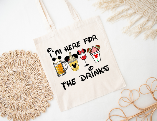Here for the Drinks Wine Tote Bag