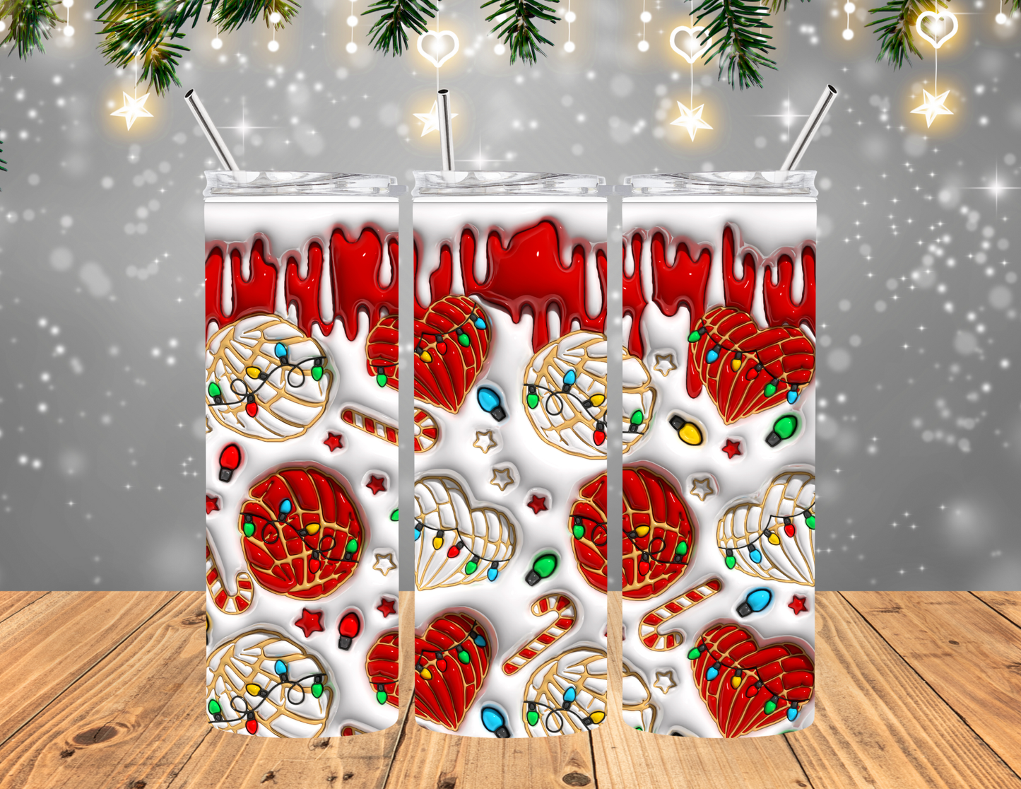 Holiday Concha Red Drip tumbler