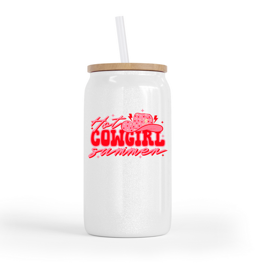 Hot Cowgirl Summer Glass Can Cup