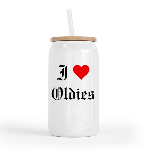 I Love Oldies Glass Can Cup