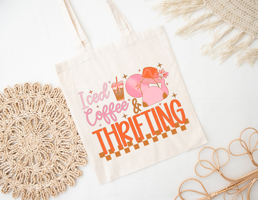 Iced Coffee and Thrifting Tote Bag
