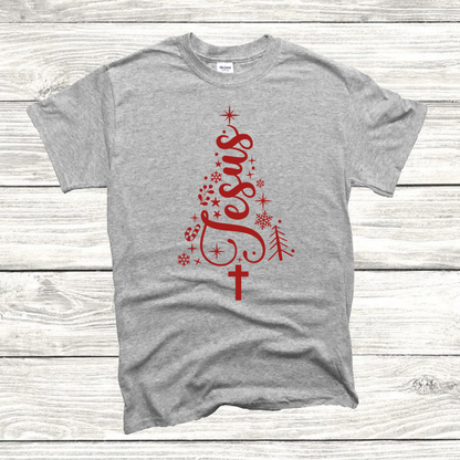 Jesus Tree (red font) Tee/Sweatshirt