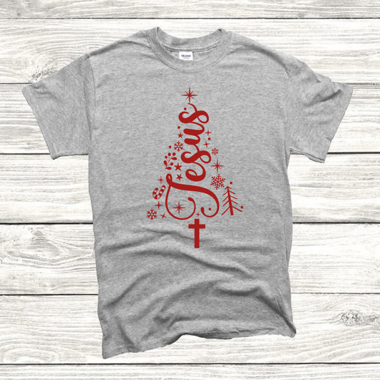 Jesus Tree (red font) Tee/Sweatshirt