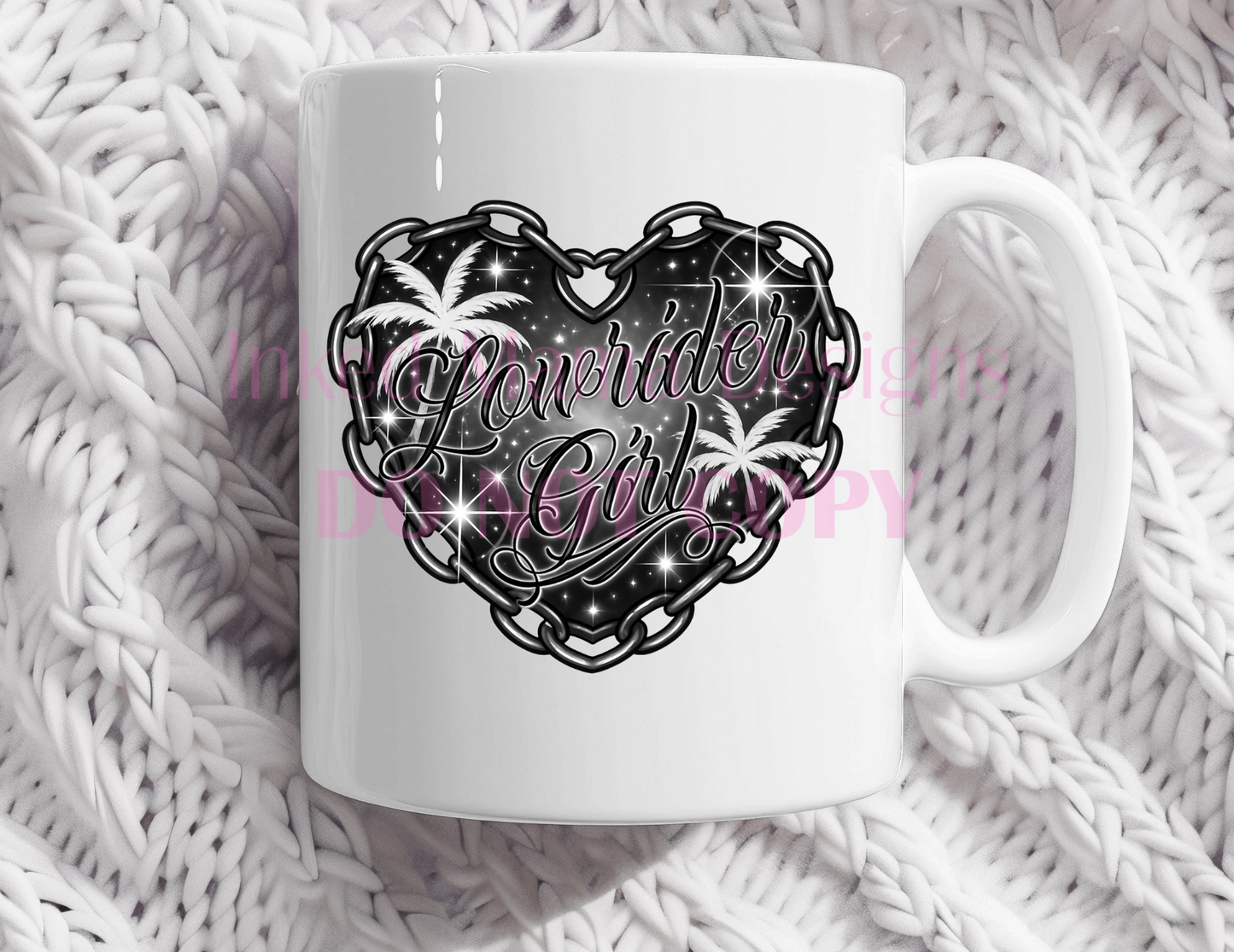 Lowrider Girl Heart Chain mugs