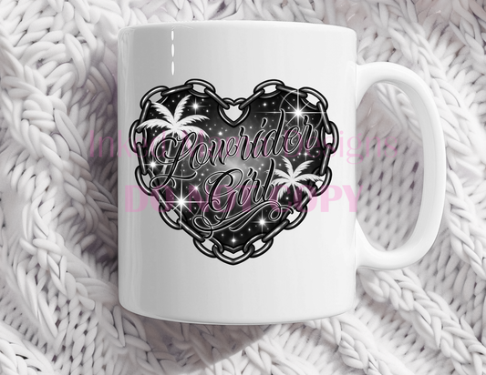 Lowrider Girl Heart Chain mugs