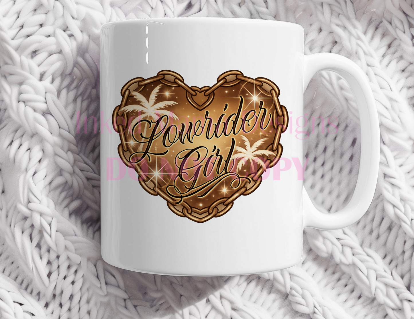 Lowrider Girl Heart Chain mugs
