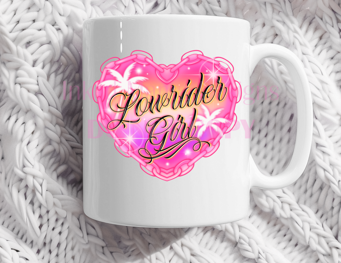 Lowrider Girl Heart Chain mugs
