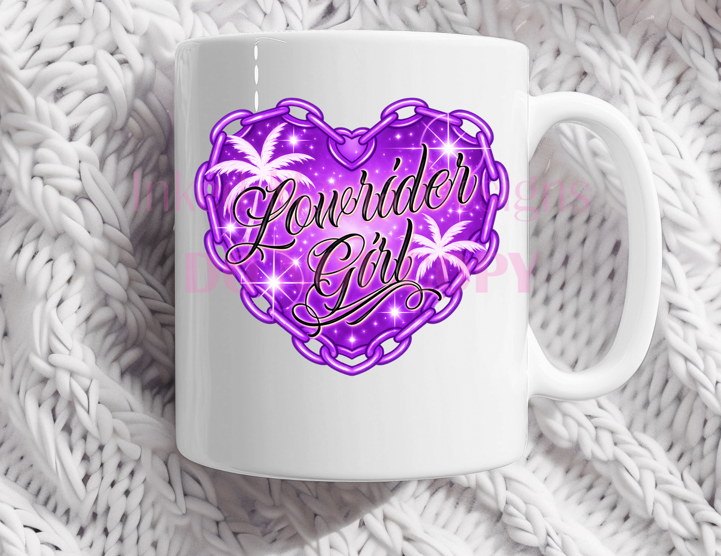 Lowrider Girl Heart Chain mugs