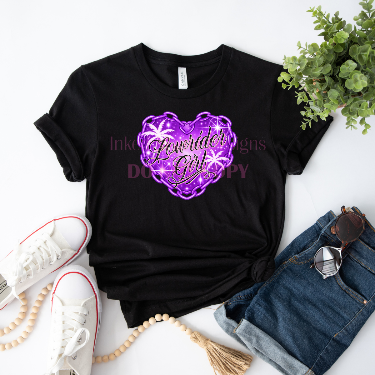 Lowrider Girl Heart Chain Tee
