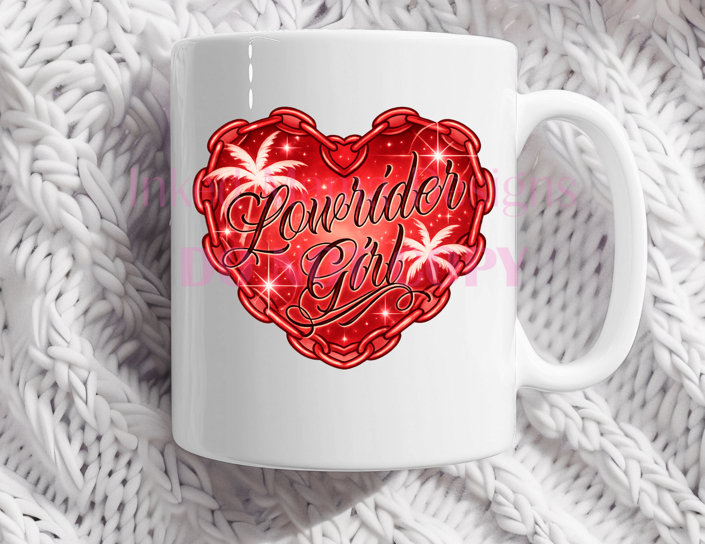 Lowrider Girl Heart Chain mugs