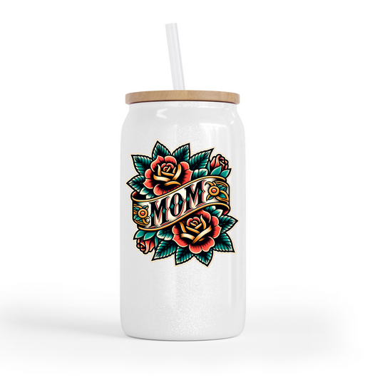 Mom Tattoo Glass Can Cup