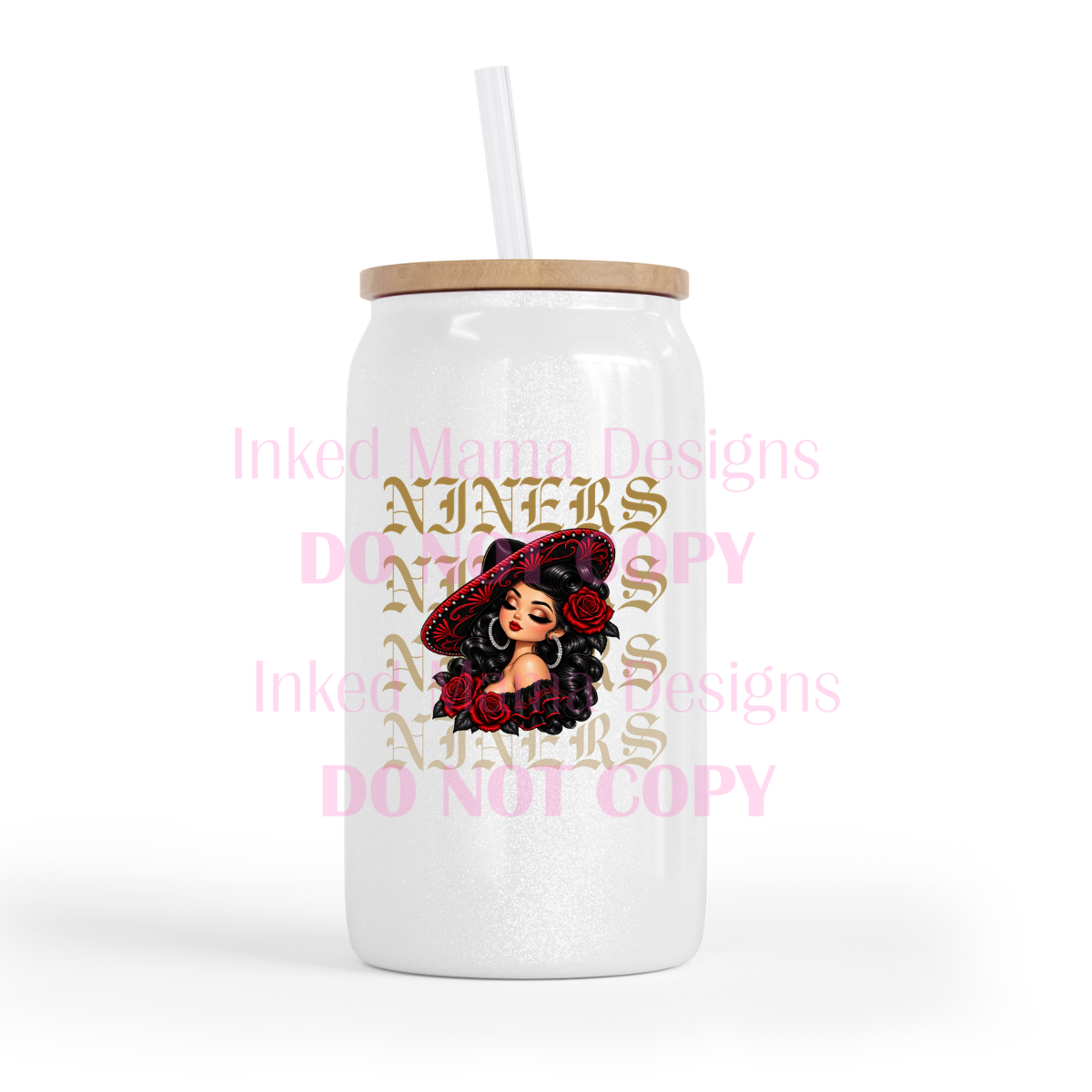 Sombrero Girl White Glass Can