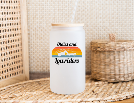 Oldies and Lowriders glass cup